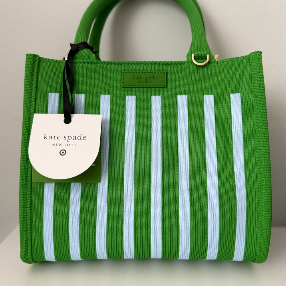 Kate Spade New York x Target Green and White Striped Knit Crossbody Bag